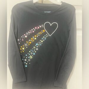 🎀4/$25 Cat & Jack Girls Charcoal Gray Shooting Heart Long Sleeve Shirt L(10/12)